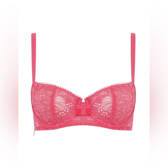 NWT! Chantelle Day to Night Unlined Lace Demi Bra Lingerie Rose Amour Size 36B - Picture 1 of 14